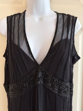 ECI New York Black Beaded V-Neck Chemise